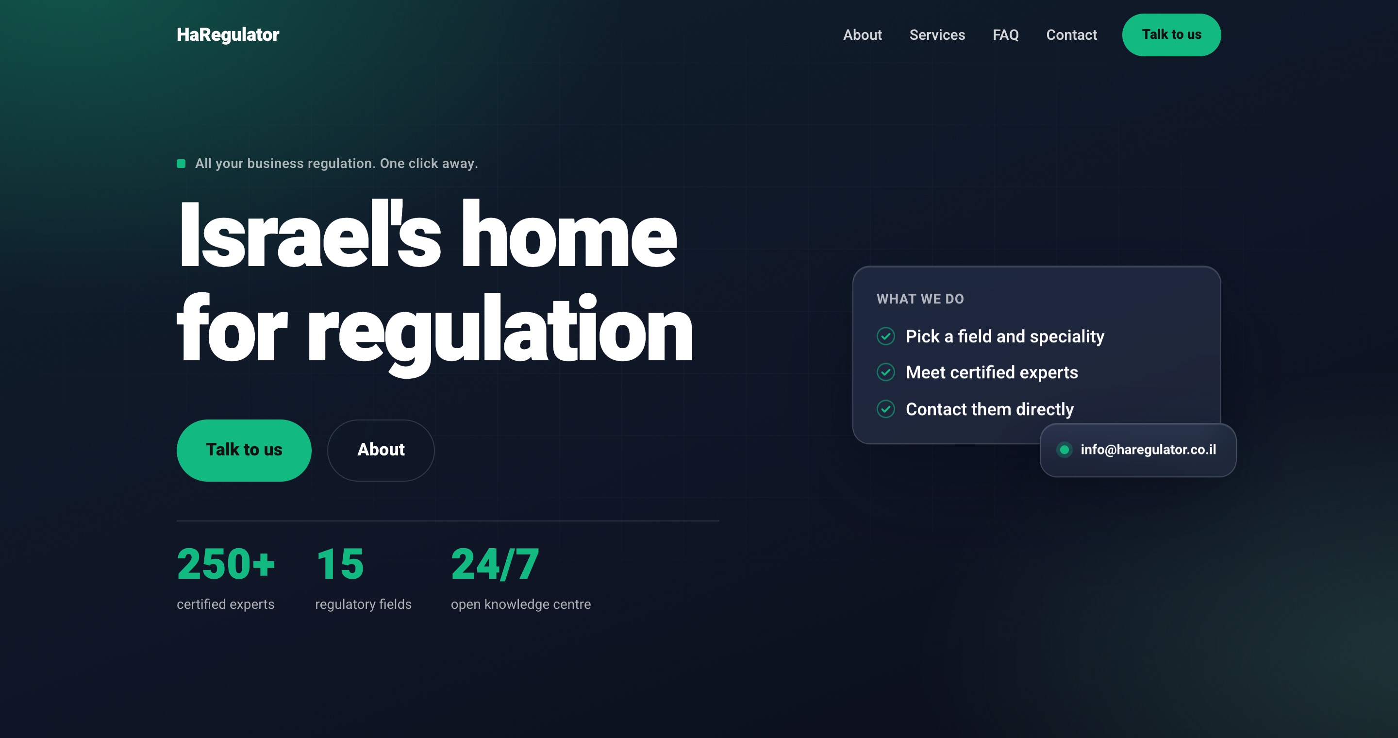 The opening screen of a landing page flipo built for HaRegulator